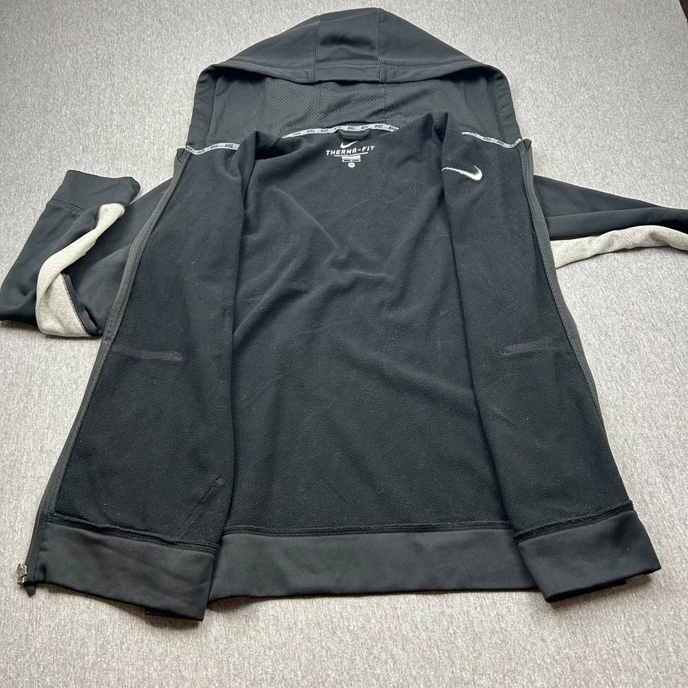 Nike Therma Fit Training Hoodie Mens Medium Full Zip Sweatshirt Black Gym